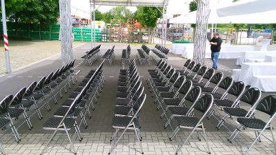 Reihenbestuhlung, Polsterklappstuhl, Klappstuhl