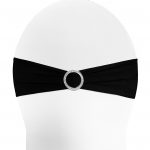 Stretchband, schwarz mit runder Brosche