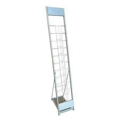 Prospektständer DIN A4, silber, 10 Taschen